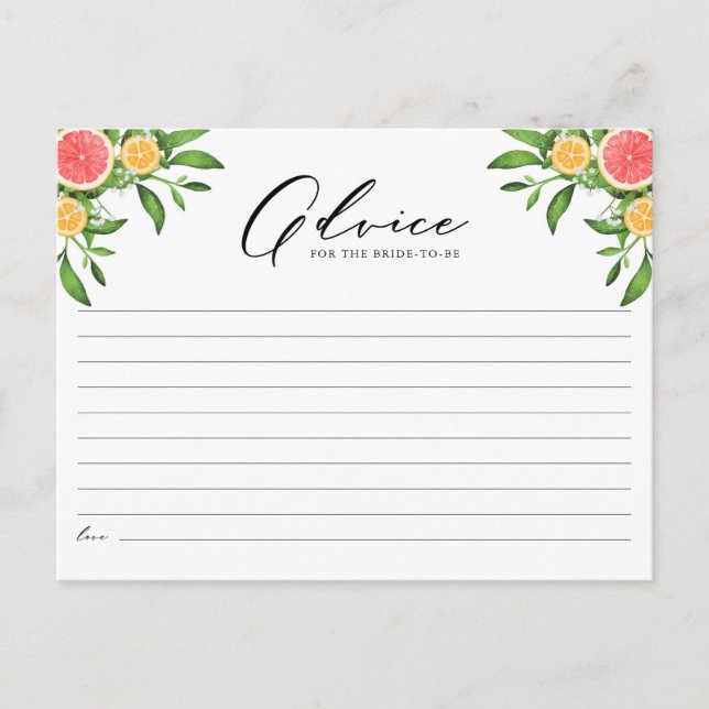 Orangar och grapefruktråd för den blivande Bride Vykort (Framsida)