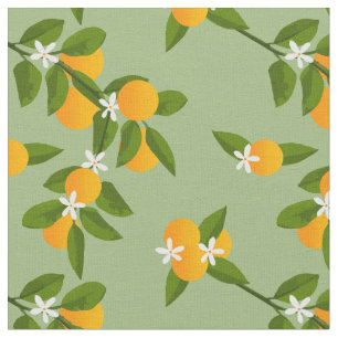 Orangar och Löv Citrus Fruit Mönster Tyg
