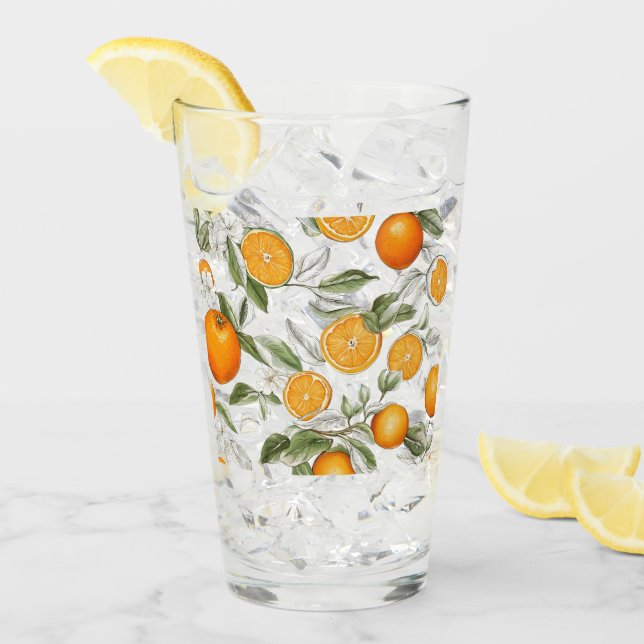 Orangar och löv motiv glaskopp (Framsida Ice)