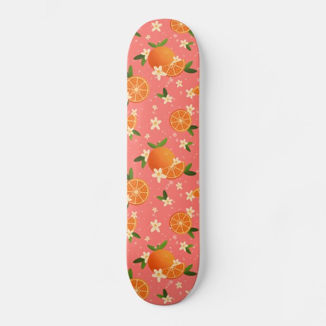 Orangar och orangens blommar - glädje mini skateboard bräda 18,5 cm (Framsida)