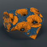 Orangar på mörk blått slips<br><div class="desc">Vector mönster tillverkad av handdragna vallmo.</div>