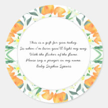 Orangar - Prayer Candle-etikett