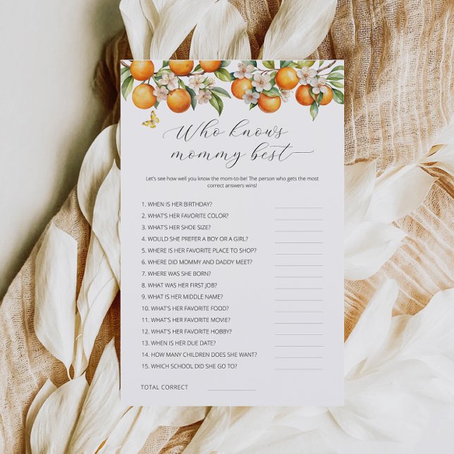 Orangar som känner till Mamma Best Baby Shower-spe (Skapare uppladdad)