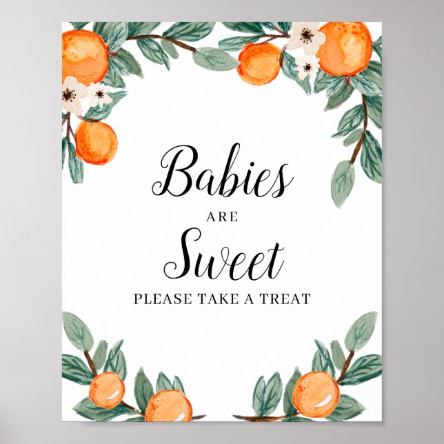 Orangar Twin Baby Shower Spädbarn är Sweet Sign Poster (Framsidan)