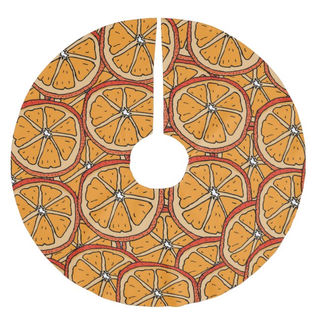 Orangarna hand plockade: Sömlösa Julgransmatta Borstad Polyester (Framsidan)