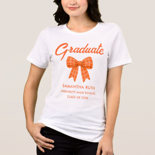 Orange1 Gingham-båge-examen T Shirt