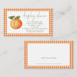 Orange1 Gingham Söta Småbarns Baby Shower Tilläggskort