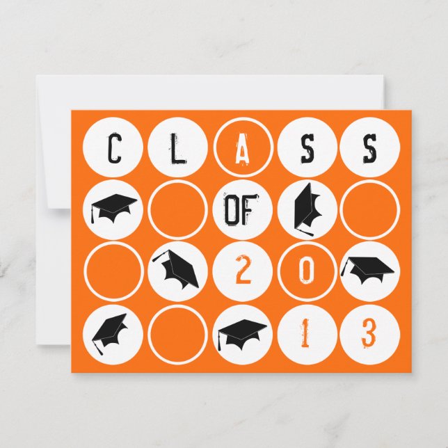 Orange 1 för studentfestinbjudan DOT191 Inbjudningar (Framsida)