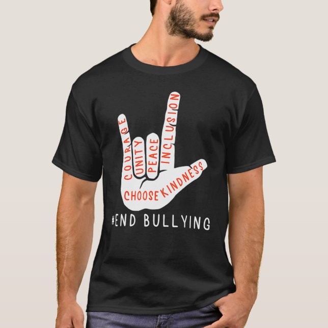 Orange 2021: Anti Bullying Kärlek Sign Lang T Shirt (Framsida)