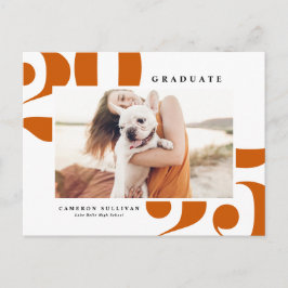 Orange 2025 fetstil Foto Studenten Inbjudan Vykort