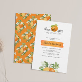 Orange 3 söta små tripletter bebis shower inbjudningar