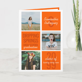 Orange 4-Foto Roligt Boxes Studenten-inbjudan Inbjudan