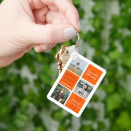 Orange 4-foto-rutor för Roligt, klass, årskedja Nyckelring