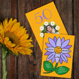 Orange 50:e födelsedag Enkel Lila Solros Inbjudningar