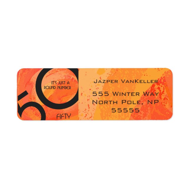 Orange 50 Födelsedag per år Returadress Etikett (Framsidan)