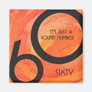 Orange 60 Födelsedag per år Magnet