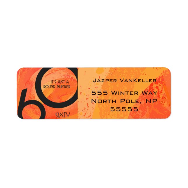 Orange 60 Födelsedag per år Returadress Etikett (Framsidan)