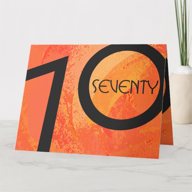 Orange 70 Födelsedag per år Kort (Framsida)