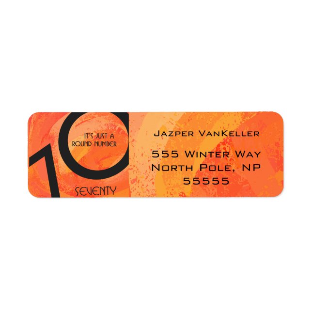 Orange 70 Födelsedag per år Returadress Etikett (Framsidan)