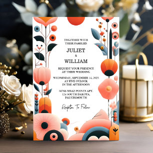 Orange 70-talets 90-årsjubileum Rosa Peach Colorfu Inbjudningar