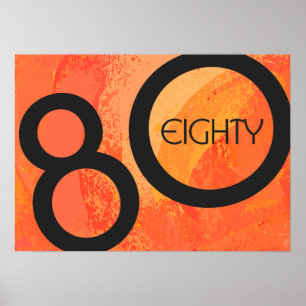 Orange 80 Födelsedag för årtionde Poster
