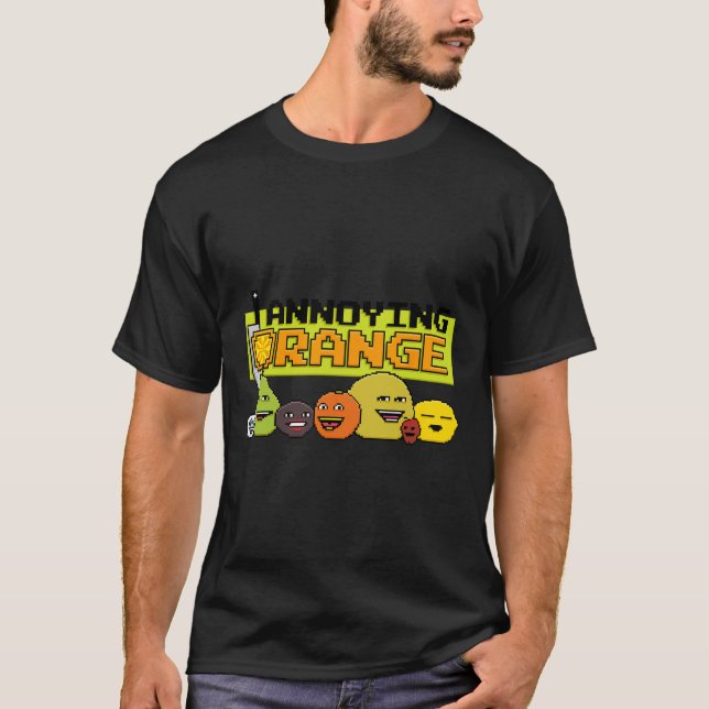 Orange 8-bitars videospel Stil T Shirt (Framsida)