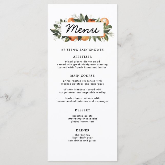 Orange A Little Cutie är på vägen till babyskusen Meny (Framsida)