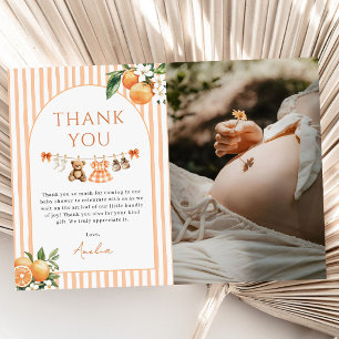 Orange A Little Cutie Citrus Baby Shower Foto Tack Kort