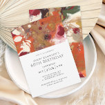 Orange Abstrakt Boho 60:e Födelsedagsfesten Inbjudningar<br><div class="desc">En contemporary som är 60:e födelsedagsfest inbjudan i en fet abstrakt och målad struktur av orange, guld, rött, burgudy, flotta och elfenben, tillför både sofistikering och bohemisk allure till denna moderna utformning. Teckenparen i eleganten fungerar utmärkt med teckningen och det feta färg är bara perfekt för att fira detta speciella...</div>