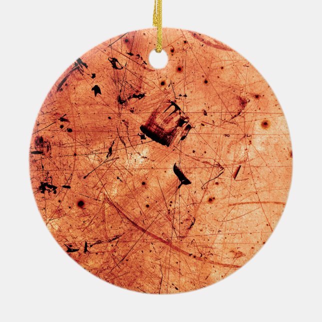 Orange abstrakt grunge contemporary konst julgransprydnad keramik (Baksidan)