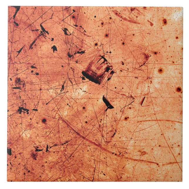Orange abstrakt grunge contemporary konst kakelplatta (Framsidan)