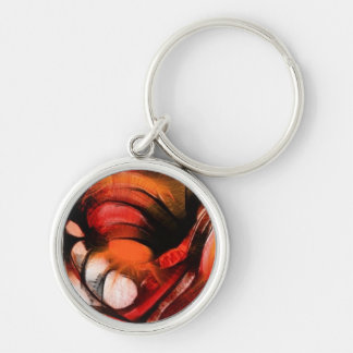 Orange abstrakt Keychain Rund Silverfärgad Nyckelring