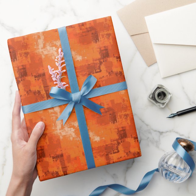 Orange Abstrakt Målning  Presentpapper (Gifting)