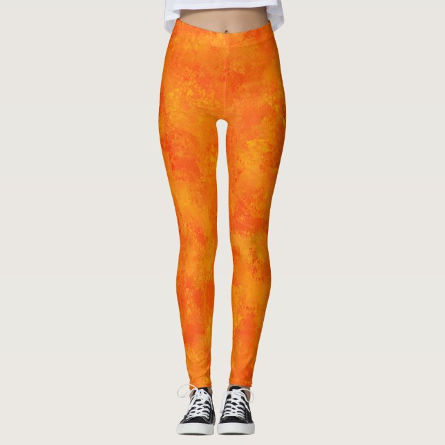 Orange Abstrakt Mönster  Leggings (Framsida)