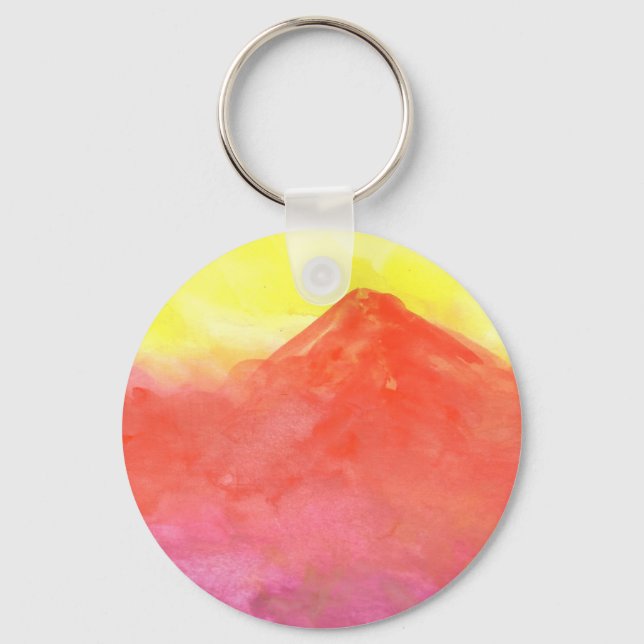 Orange Abstrakt Mountain Volcano Ligcape Nyckelring (Framsida)
