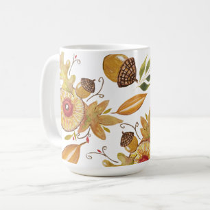 Orange Acorn Fall Mood Watercolor Illustration Kaffemugg