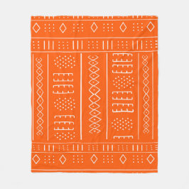 Orange African Mudcloth Print Fleecefilt