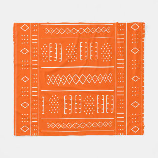 Orange African Mudcloth Print Fleecefilt