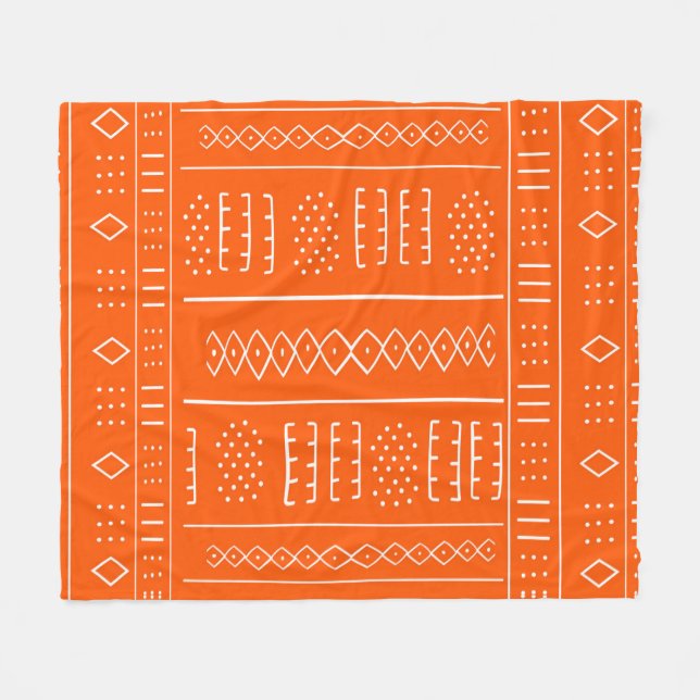 Orange African Mudcloth Print Fleecefilt (Framsidan (Horisontell))