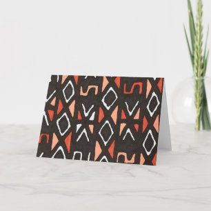 Orange African Mudcloth Tribal Print Kort