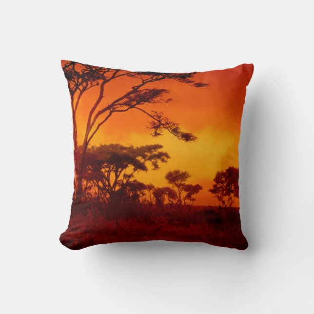 Orange afrikansk solnedgång kudde (Framsida)