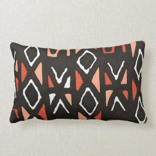 Orange afrikanskt Mudcloth stam- tryck Lumbarkudde