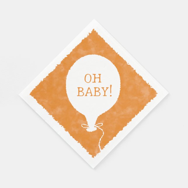 Orange Akvarell Anpassad Text Baby Shower Oh Baby Pappersservett (Hörn)