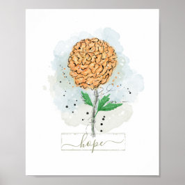 Orange akvarell blomma hopp poster