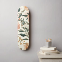 Orange akvarell blommor botanisk målning mini skateboard bräda 18,5 cm