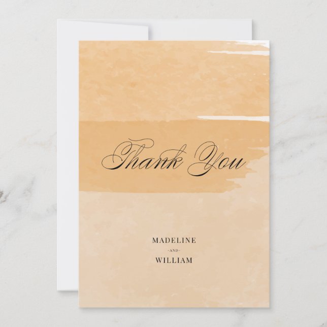 Orange Akvarell Tack | Lägg till ditt foto Inbjudningar (Framsida)