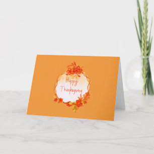 Orange akvarellkrans Thanksgiving Kort