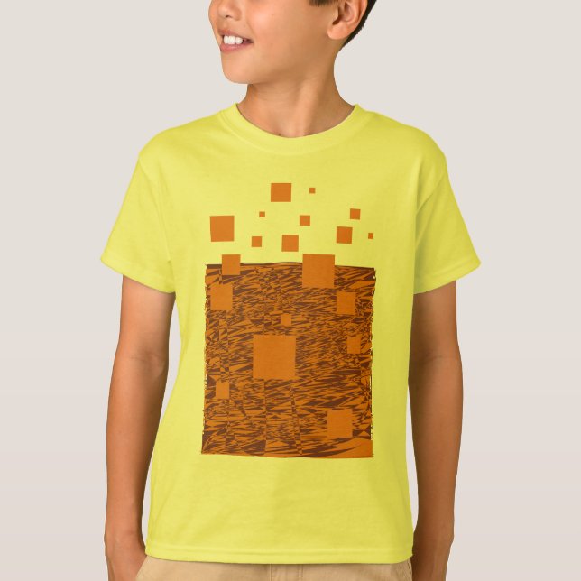 Orange Alert Squares Mönster Brown Flyter Mesh T Shirt (Framsida)