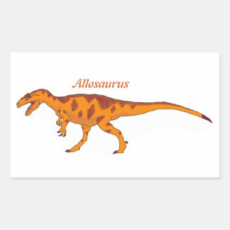 Orange Allosaurus Lämnat Rektangulärt Klistermärke