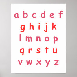 Orange Alphabet Lowercase Brev Lacher Kid Room Poster